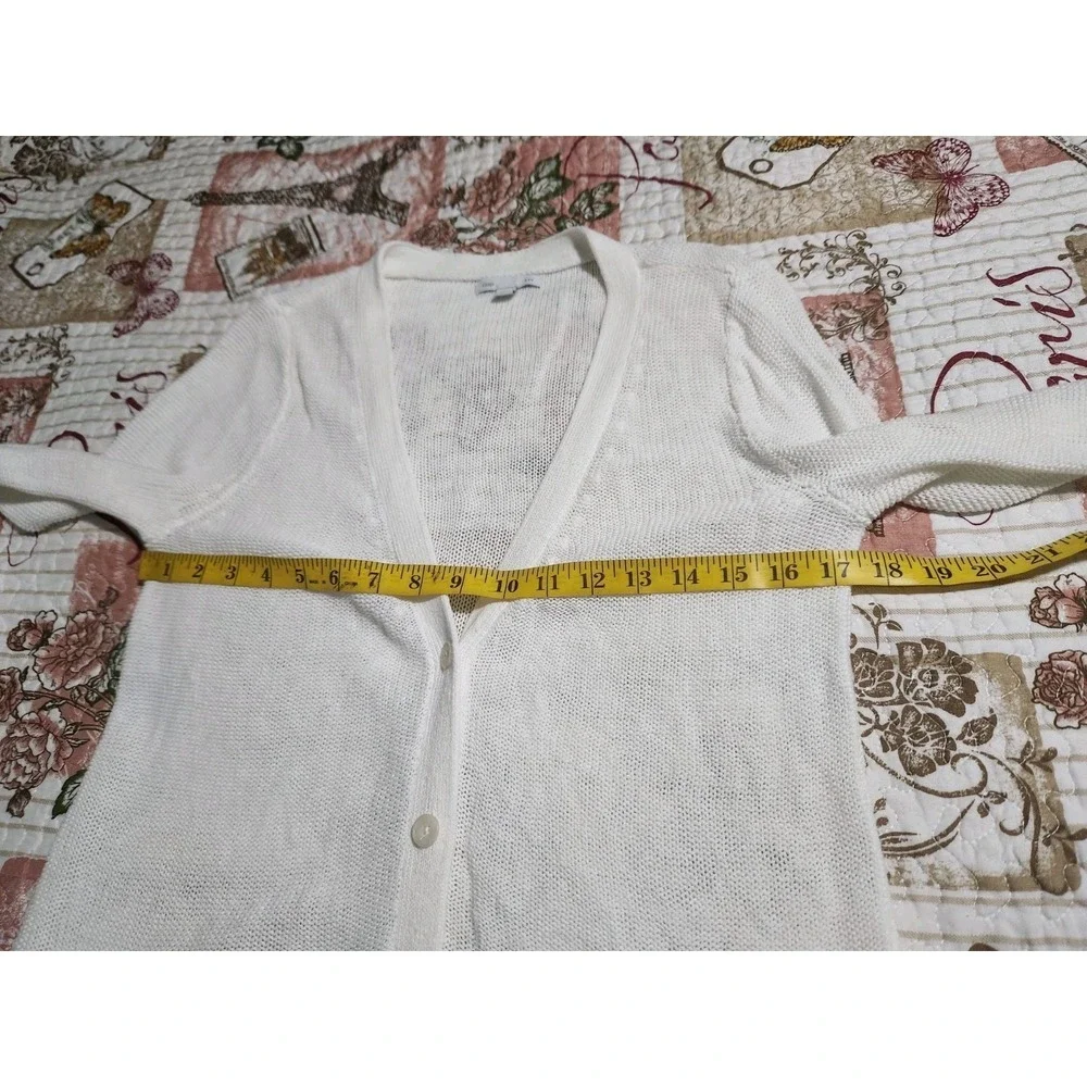 GAP Women's Linen Cotton Knit Cardigan Long Sleeve‎ V-Neck White Size M